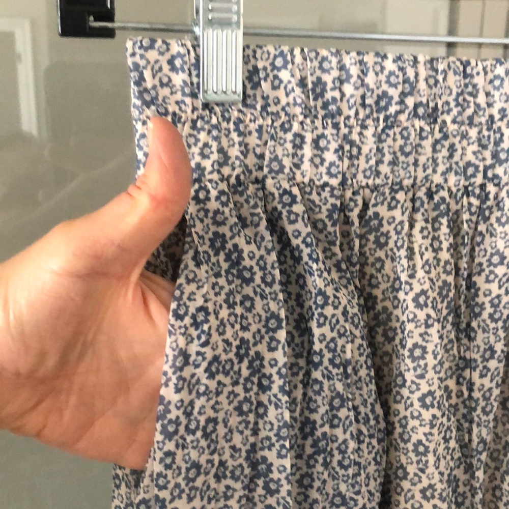 Mikarose blue ditsy floral maxi broomstick skirt S Cottagecore prairie lined - Picture 9 of 12